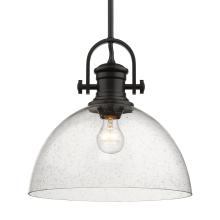 Golden Canada 3118-L BLK-SD - Yep by Golden Lighting Hines 1-light 14in Pendant in Matte Black and Seeded Glass